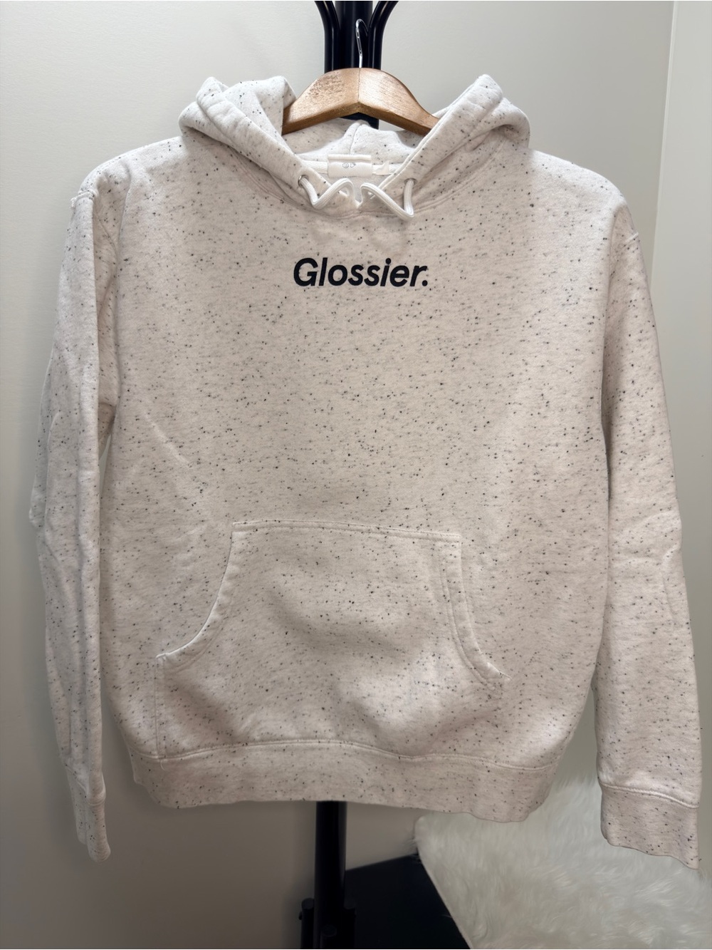 Glossier Light Gray Speckled Pullover Hoodie